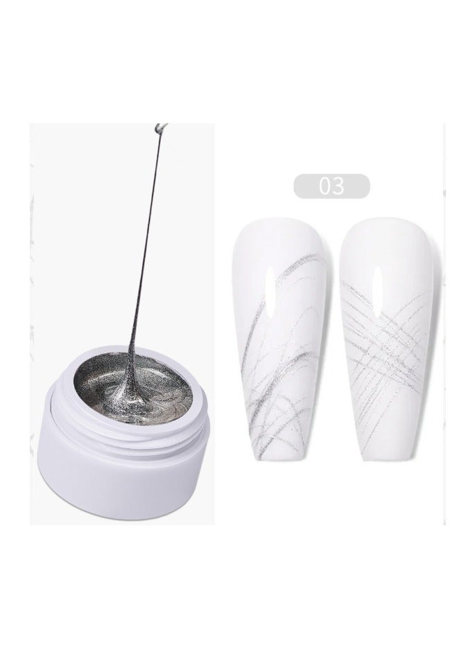 Sliver Color Spider Gel For Nail Art,Soak Nail Art DIY Gel Paint Design Point To Line Drawing And 3D Emboss Nail Art  Spider Gel Polish Wire Drawing Nail Gel Spider Gel for Nail Art Drawing and Painting Decoration