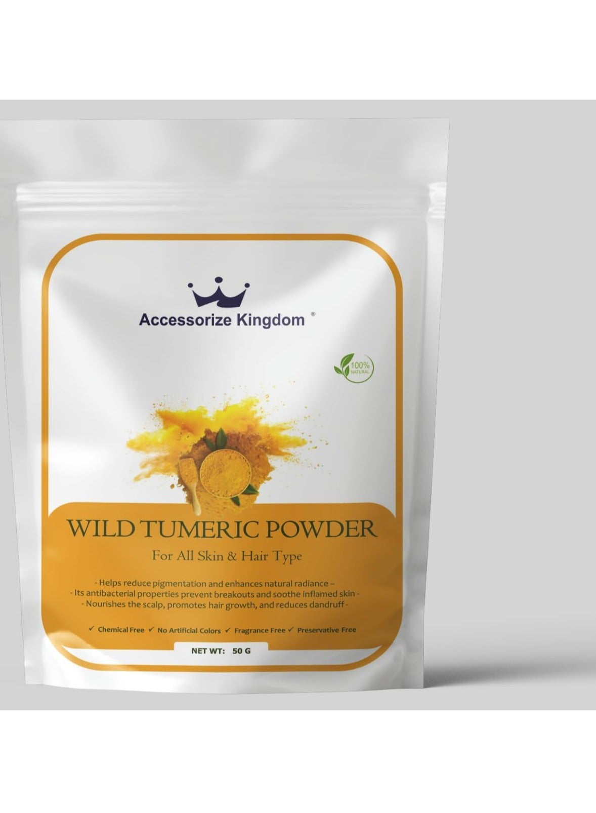 Wild Turmeric Powder (50gm) – 100% Natural & Pure | Suitable for Skin & Hair | Reduces Pigmentation, Enhances Skin Glow & Treats Acne | Strengthens Hair, Promotes Growth & Soothes Scalp