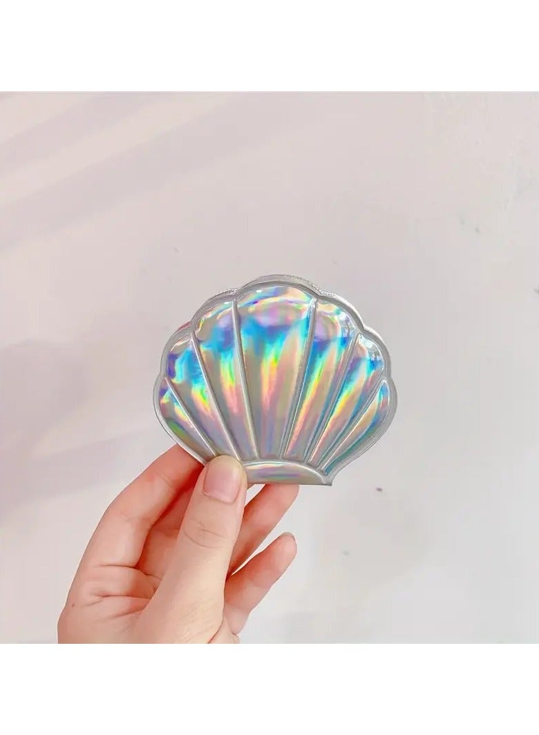 Shell Glitter Bling Mirror Double-Sided Foldable Compact Makeup Mirror Fantasy Laser Color Makeup Accessories For Travel Women