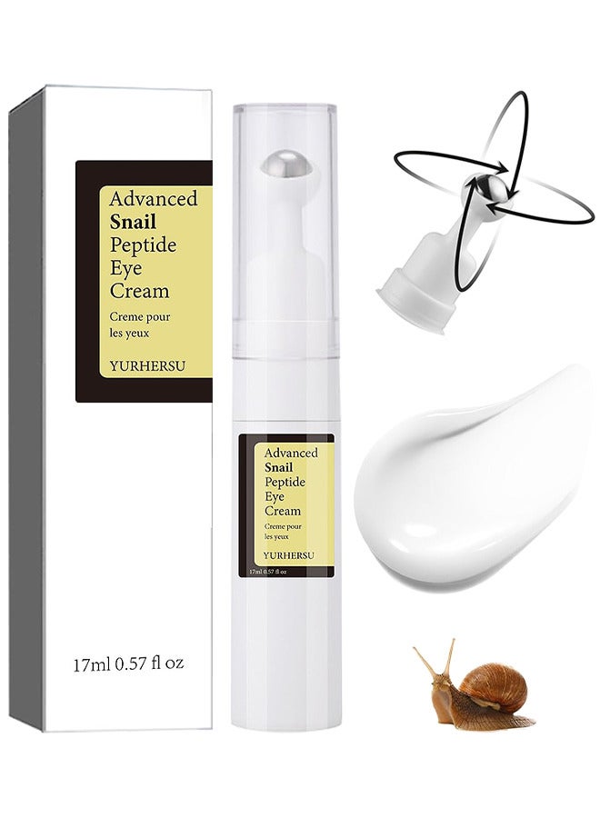 Advanced Snail Peptide Eye Cream, For Dark Circles, Puffiness And Wrinkle, Niacinamide And Snail Mucin Eye Cream, Moisturizing, Hydrating, Firming, 360° Massage Ball, 17ML