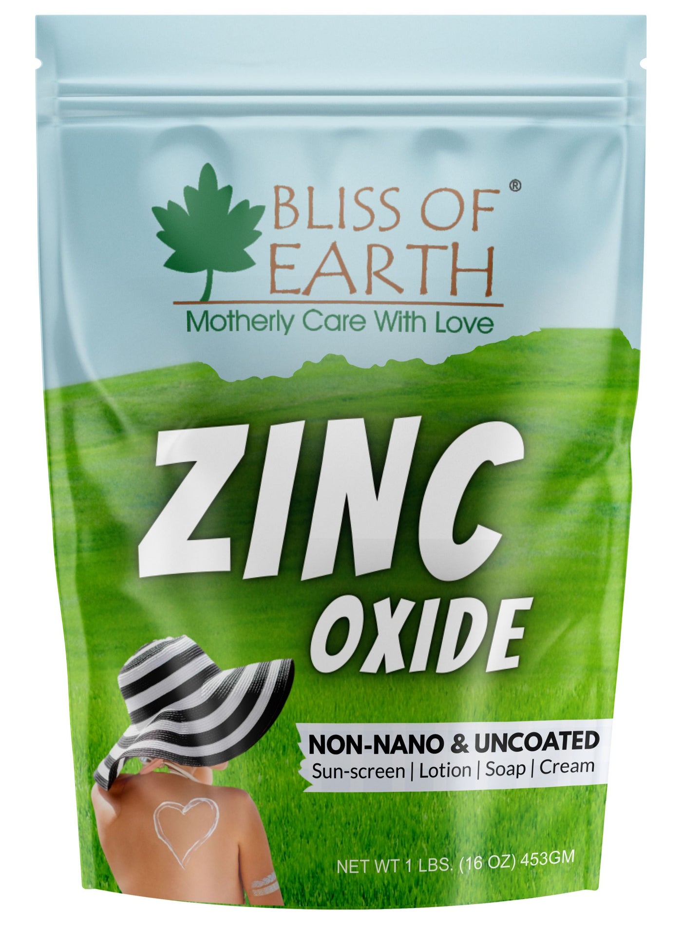 Bliss of Earth 16oz Zinc Oxide Powder Non-Nano & Uncoated for Skin, Face, Cosmetic & DIY Product 453Gm