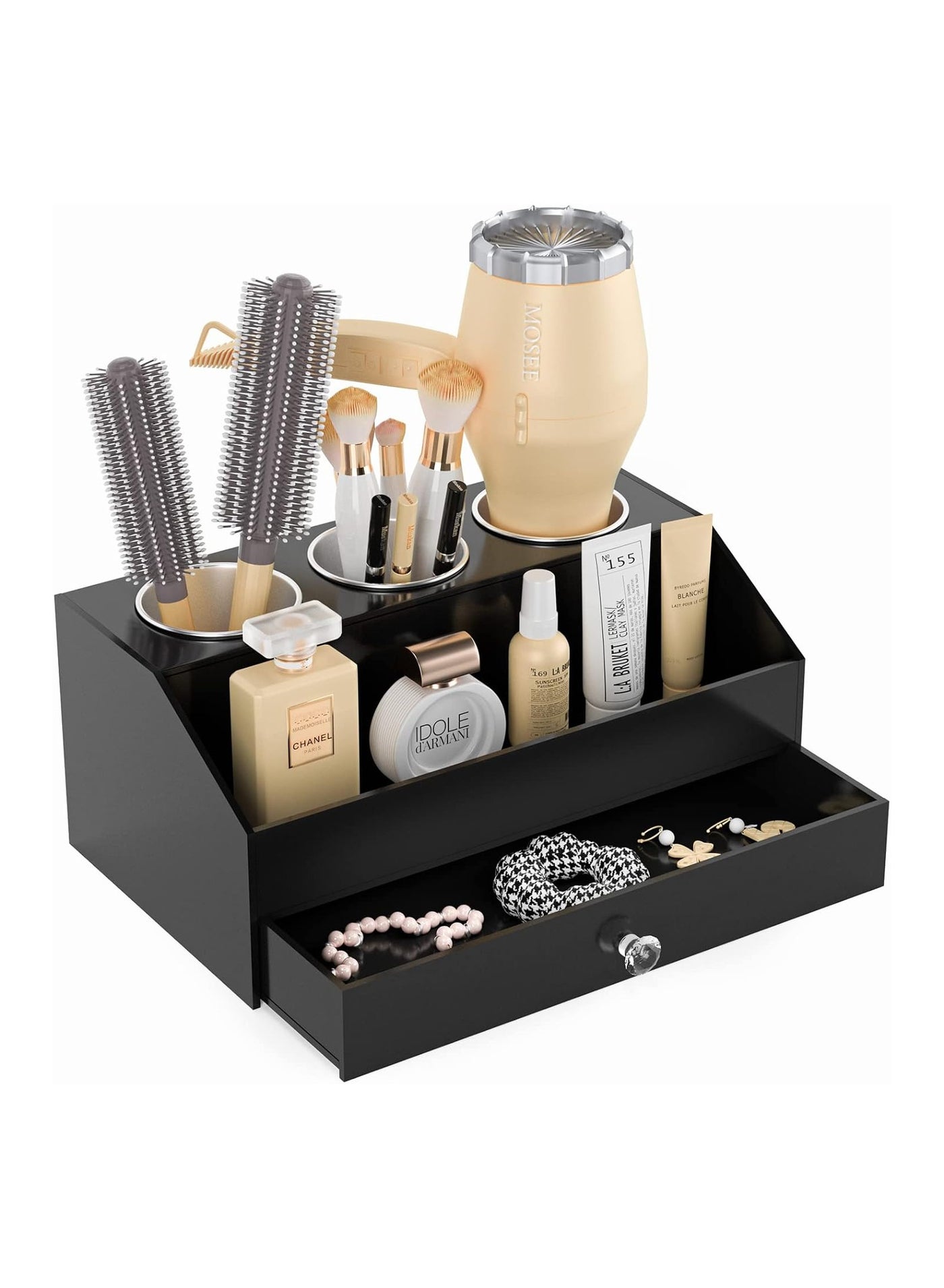 Hair Tool Organizer, Acrylic Hair Dryer and Hair Styling Tools Organizer, Hot Tool Holder, Bathroom Countertop Organizer Storage for Blow Dryer/Curling Iron/Hair Straightener/Hair Brush