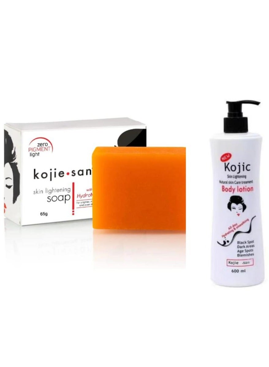Set 2 Pcs For Lightening Natural Skin Care Treatment Body Lotion 600 ml + Skin Lightening Soap 135 g