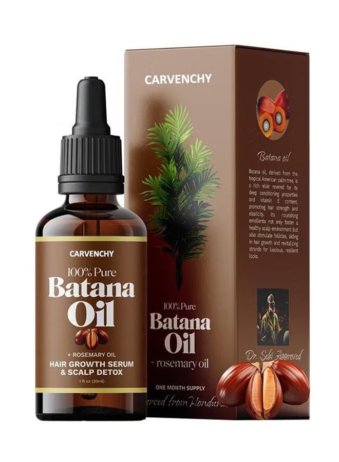 Batana Oil Rosemary Oil Hair Growth Serum - Nourish Scalp & Detox for Strong & Healthy Hair 100% Organic Batana Oil from Honduras with Rosemary - Reduce Hair Loss & Detox Your Scalp 30ml