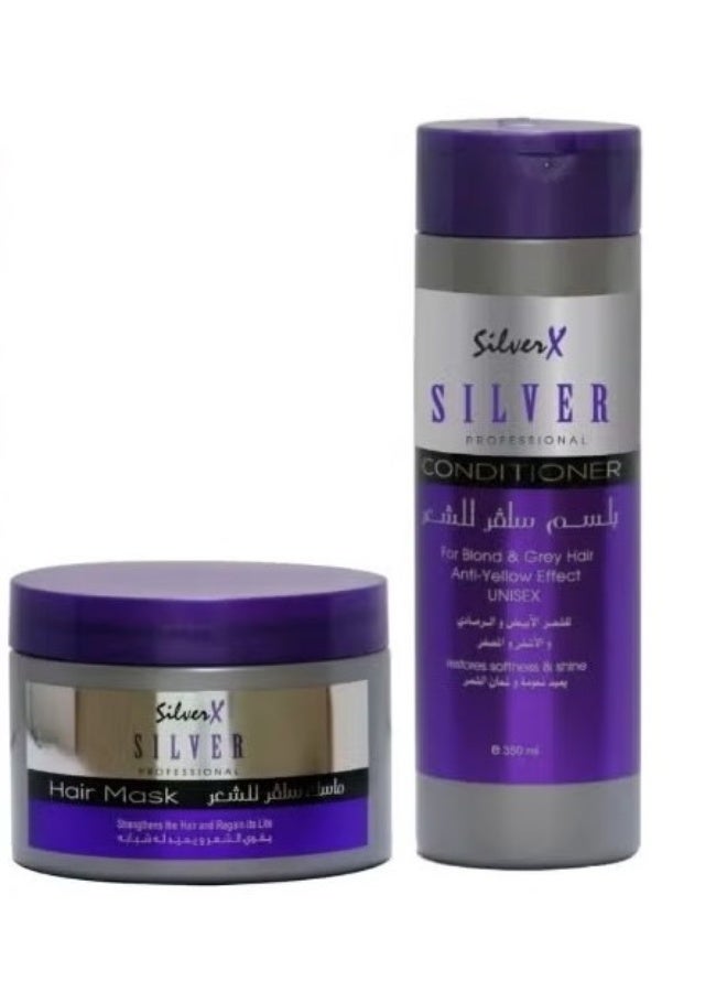 SilverX Silver Professional Hair Conditioner,Hair Mask Set For Anti Yellow Effect