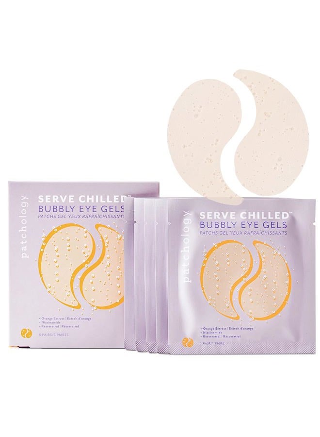 Serve Chilled Bubbly Eye Gels with Niacinamide, Hydrating Under Eye Patches with Niacinamide and Vitamin C, Under Eye Gel Pads with Gel Technology, Facial Skin Care Products - 5 Pairs