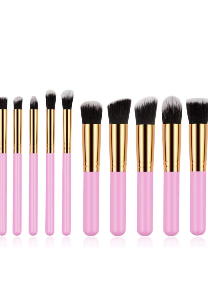 ORiTi Makeup Brushes 10 PCs Makeup Brush Set Premium Synthetic Foundation Brush Blending Face Powder Blush Concealers Eye Shadows Make Up Brushes Kit Makeup Tools Set (Pink Gold)