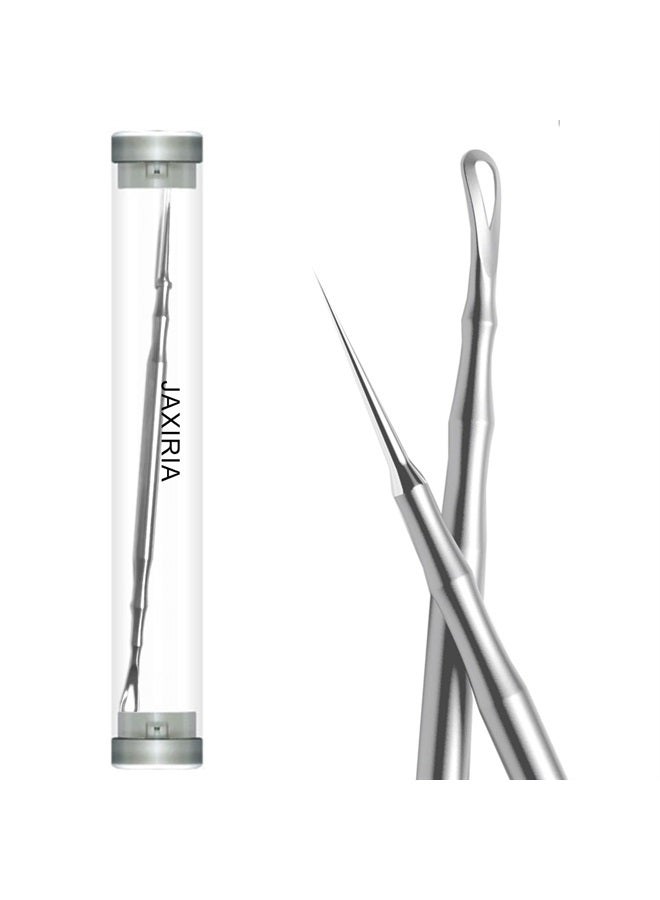 Pointed Blackhead Removal, 2-in-1 Acne Extractor Tool - Durable Stainless Steel Whitehead Remover for Face/Nose