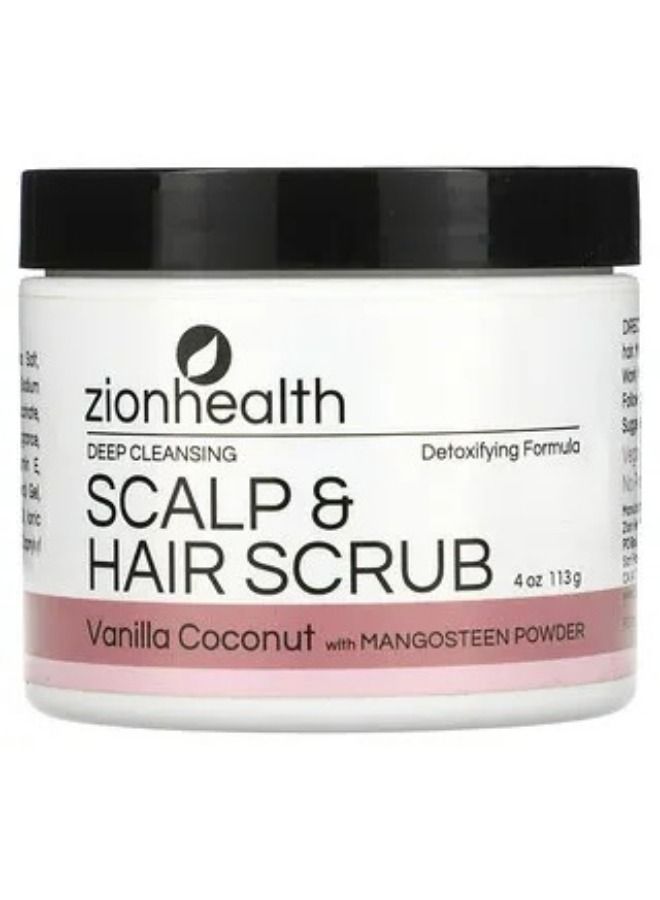 Zion Health Deep Cleansing Scalp & Hair Scrub Vanilla Coconut 4 oz 113 g