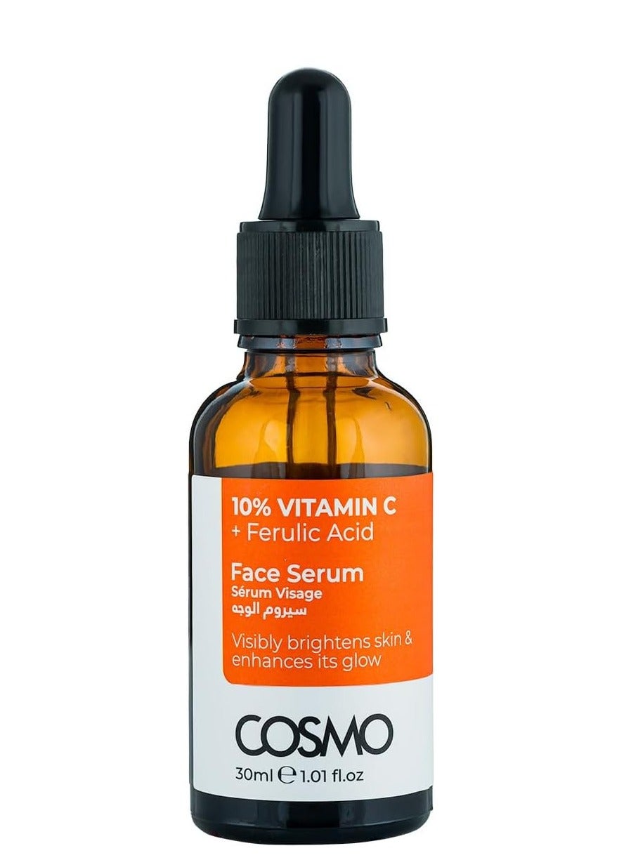 Cosmo 10% Vitamin C + Ferulic Acid Visibly Brightens Skin & Enhances Its Glow Face Serum 30ml For Men & Women
