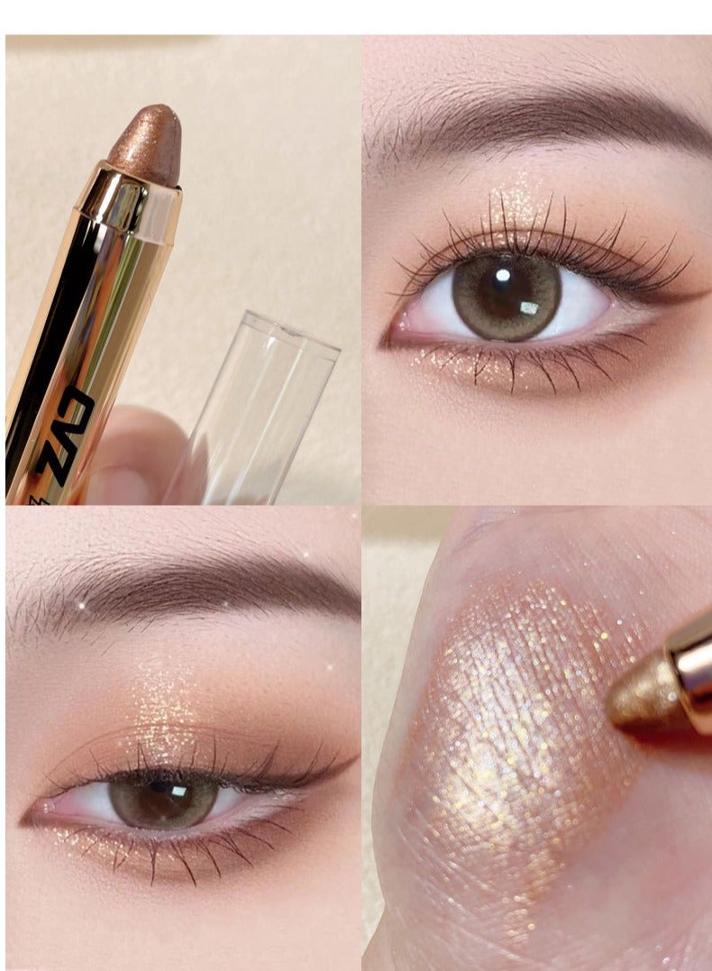 2-in-1 Pearlescent Eyeshadow Makeup Pen, Melt Roller Highlight Pen Eyeshadow Stick,Waterproof Eyeshadow Stick,Double Headed With sponge #6