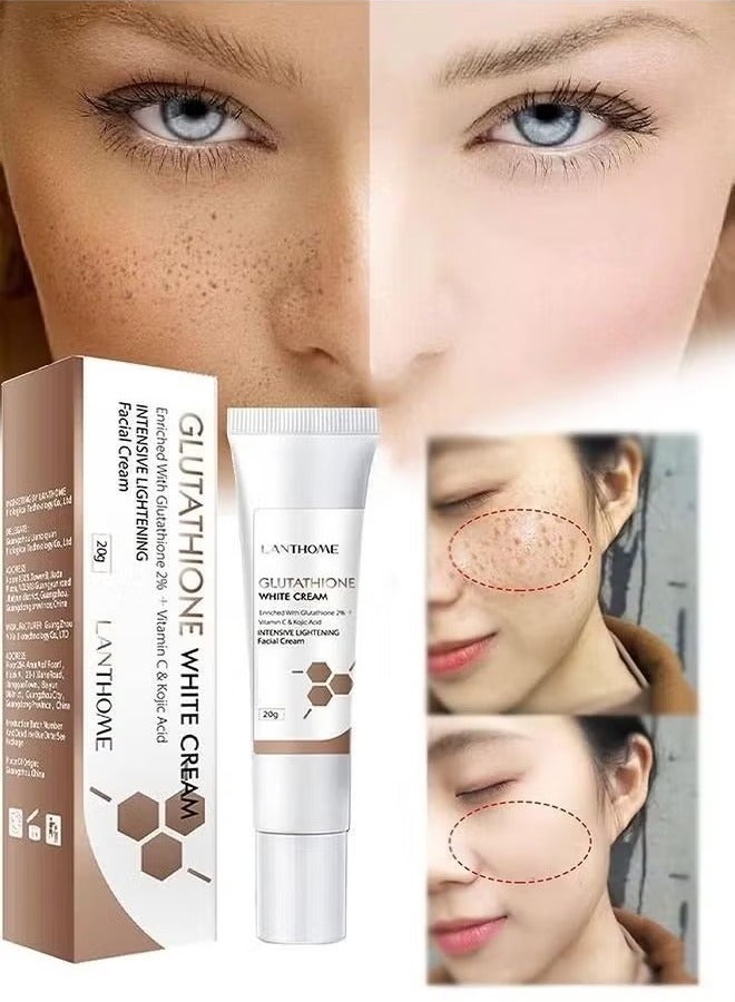 Glutathione White Cream Facial Dark Spots Remover 2% Glutathione Face Cream Whitening Moisturizing Facial Cream Face Moisturizer Facial Skin Care Cream Intensive Lightening Facial Cream 20g