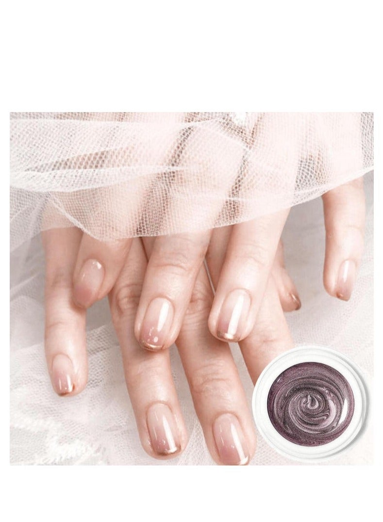 Metallic Gel Nail Polish, Silver Metal Painting Gel for Nail Art Soak off UV LED Glossy Mirror Effect Nail Glue Gel for Home Salon DIY Manicure
