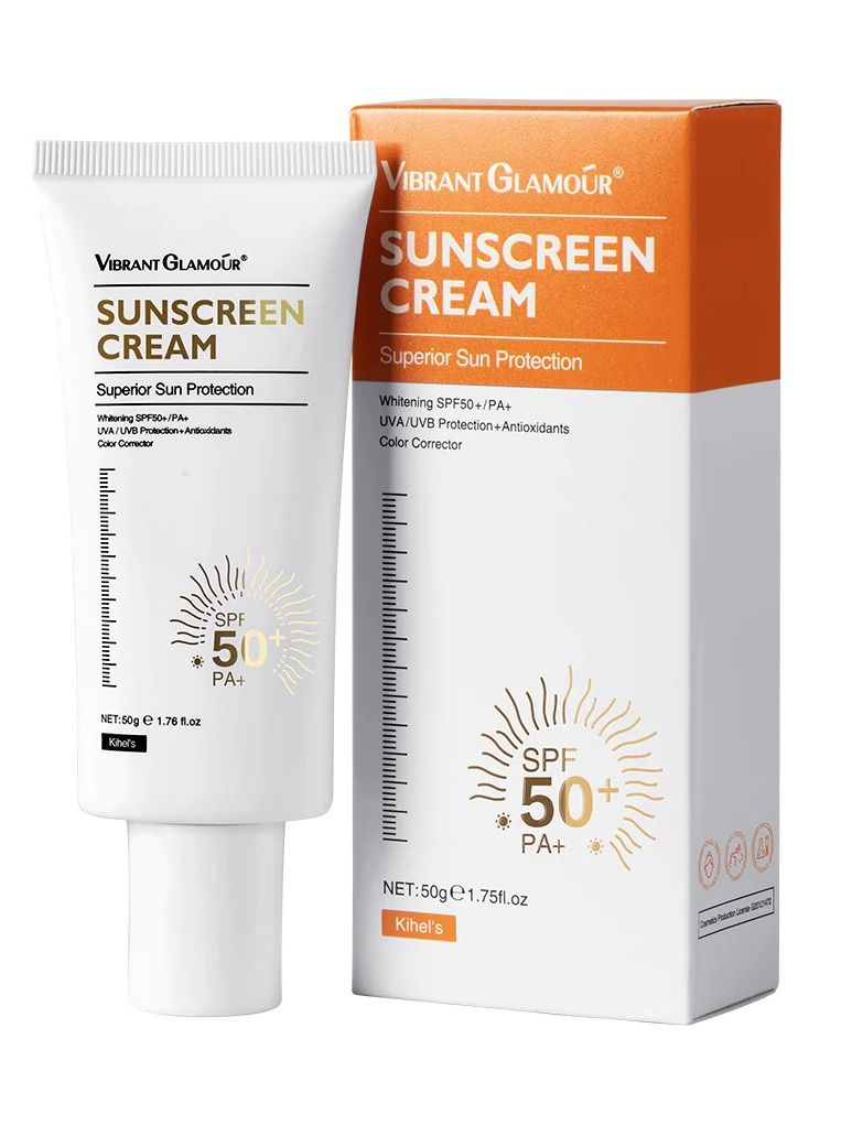50g Sunscreen Cream Oil Control Skin Lightening Sun Lotion Anti Sunblock Moisturizer Sun Project Whitening Cream SPF 50 UVB UVA Natural Kojic Acid Collagen Whitening Rejuvenation Cream