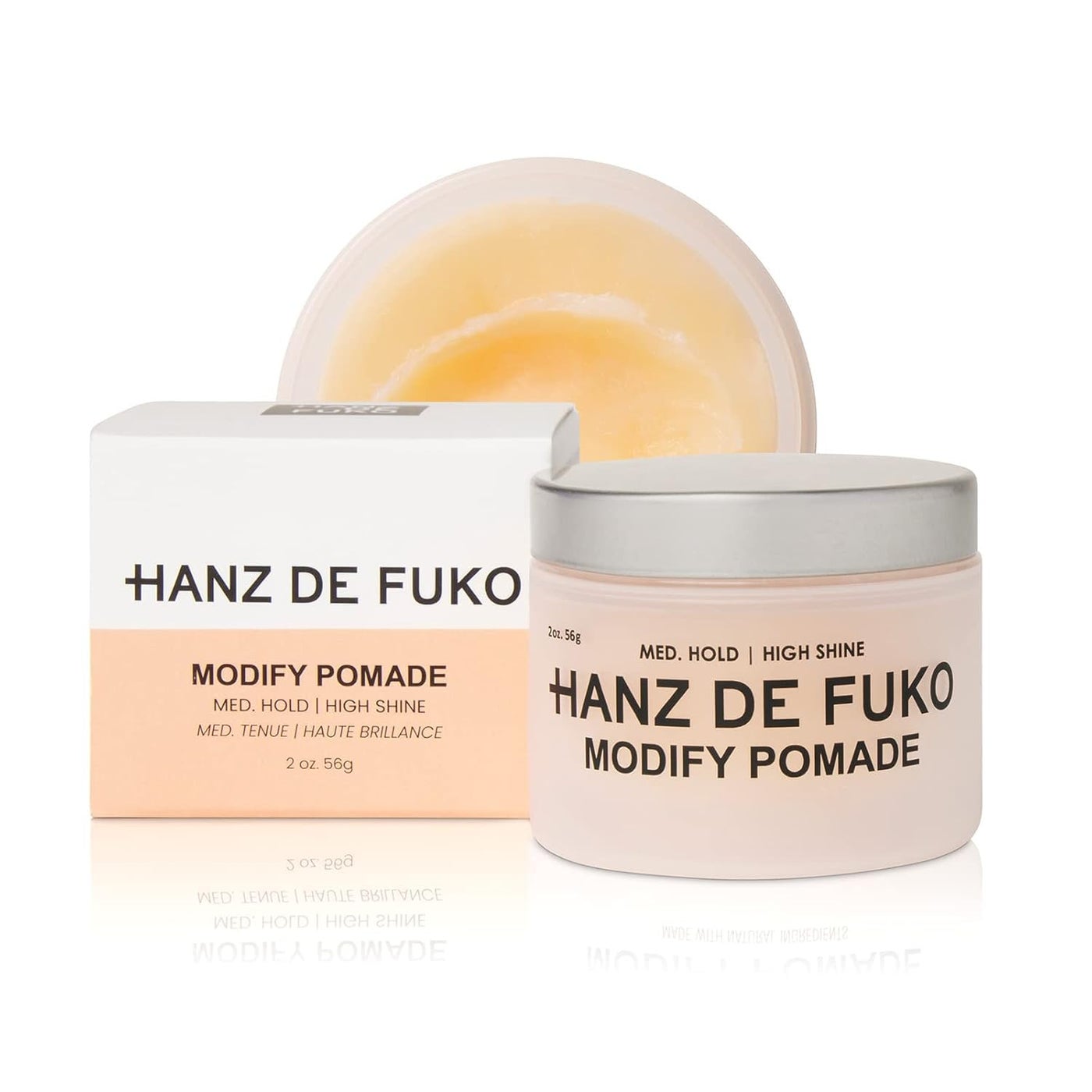 Hanz de Fuko Modify â€“ Premium Menâ€™s Hair Styling Pomade for a Medium Hold, High Shine â€“ Ideal Texture Product for All Hair Types, Includes Premium Ingredients Such as Shea Butter â€“ 2 oz, Travel Size