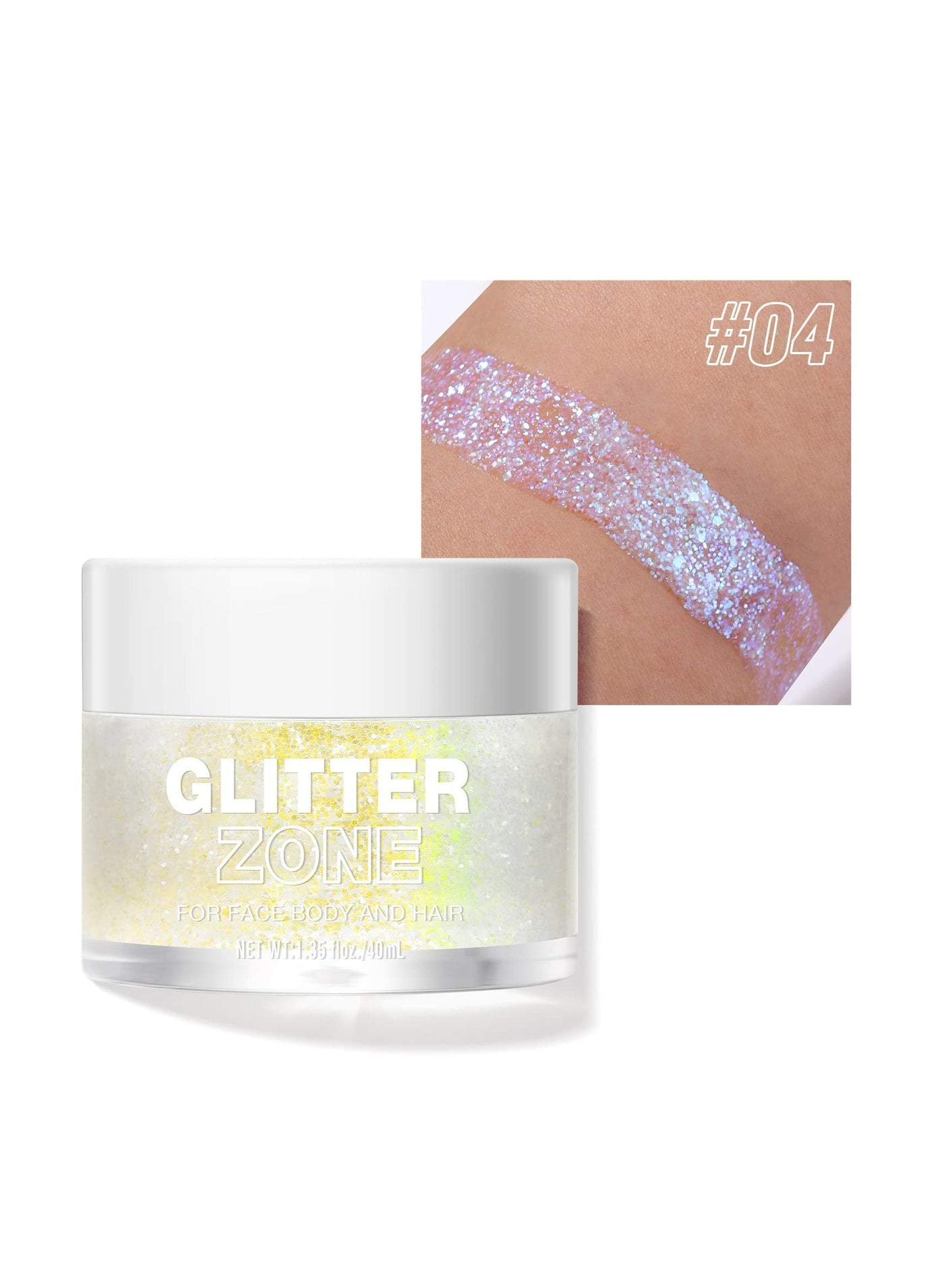 Holographic Body Glitter Gel/Eyeshadow Cosmetic Grade for Body, Face, Hair and Lip. Colour-Changing Glitter Gel Under Light (L2301#04)