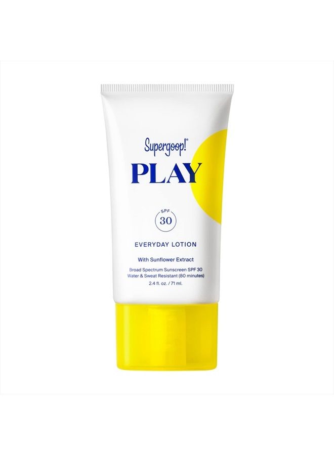 PLAY Everyday SPF 30 Lotion, 2.4 oz - Reef-Friendly, Broad Spectrum Sunscreen for Sensitive Skin - Water & Sweat Resistant Body & Face Sunscreen - Clean Ingredients - Great for Active Days