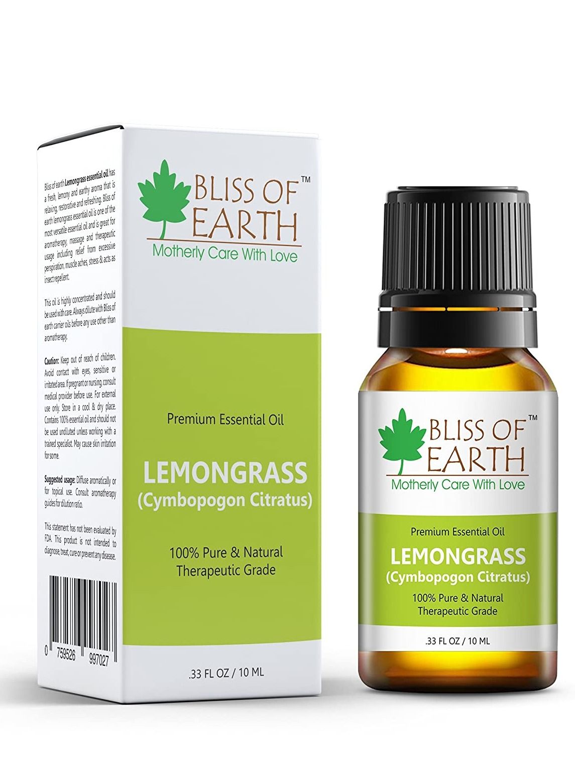 Lemongrass Essential Oil, 100% Pure Steam Distilled, 10ml