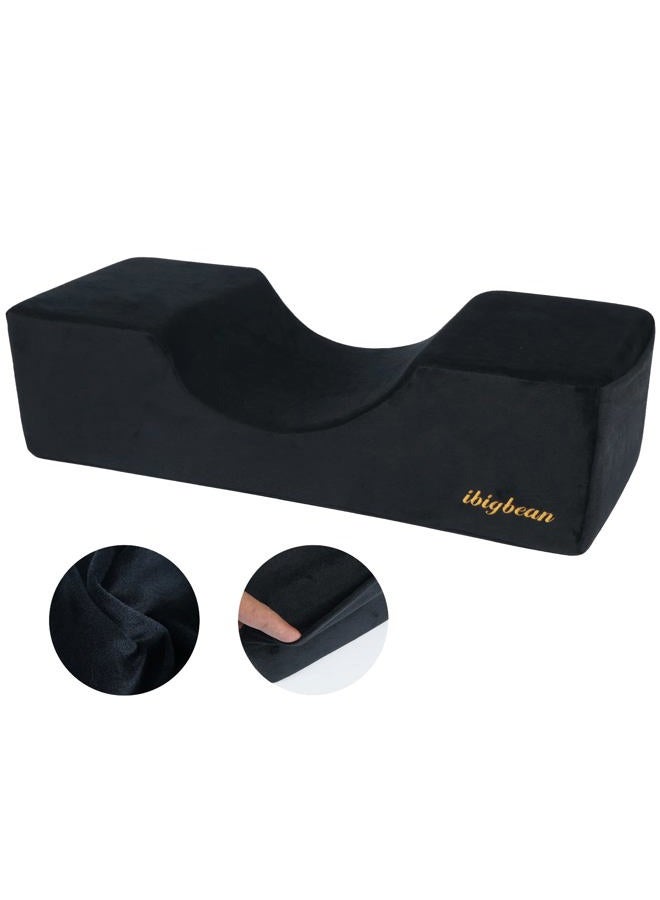 Eyelash Extension Neck Pillow Foam Pillow Beauty Salon Pillow Grafting Eyelash Curve Pillow Neck Contour Pillow Improve Sleeping Support Protection Head Removable Covering(20x8x4.7in,Black)