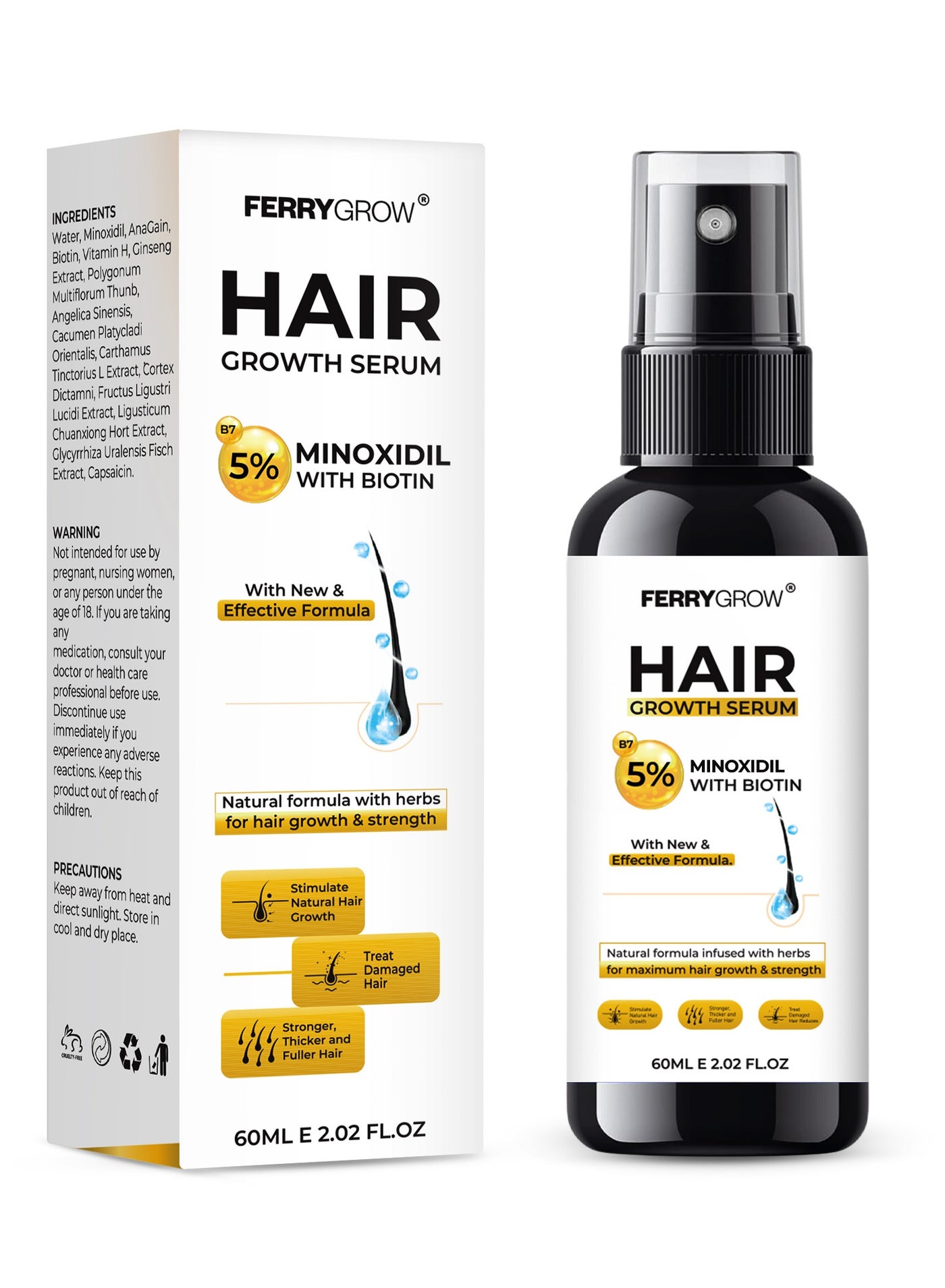 Biotin 5% Minoxidil for Men and Women for Hair Loss Hair Growth Serum for Thicker Fuller Hair Minoxidil for Hair Growth 60ML 2.O2 FL.0Z