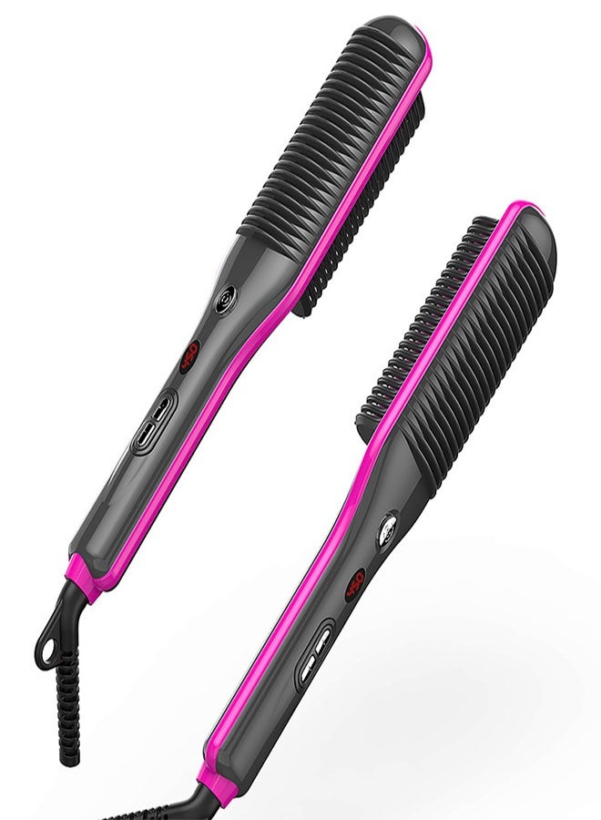 Hair Straightening Brush for Women, 2 in 1 Hair Straightener Comb with Free Temperature Adjustment, Hot Comb Hair Straightener with Quick Heat and Intelligent Power Off