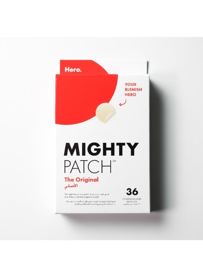 Hero Mighty Original Hydrocolloid Acne Pimple Patch for Shrinking Zits and Whiteheads in 1 use; Nighttime Spot Stickers for Face and Skin (36 Count)