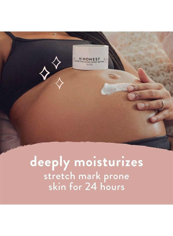 Honest Mama Rock The Bump Body Butter | Moisturizing Stretch Mark Cream | Shea Butter, Avocado Oil, Vitamin E | 4 oz