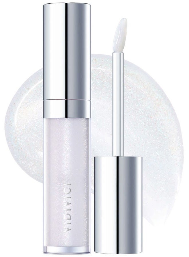 Millennial Lip Oil #02 Illumination - Non-Sticky Dewy Gloss for Moisturized & Voluminous Lips - Illuminating Transparent Lavender-Blue Glitter Lip Makeup, 0.12 fl.oz.