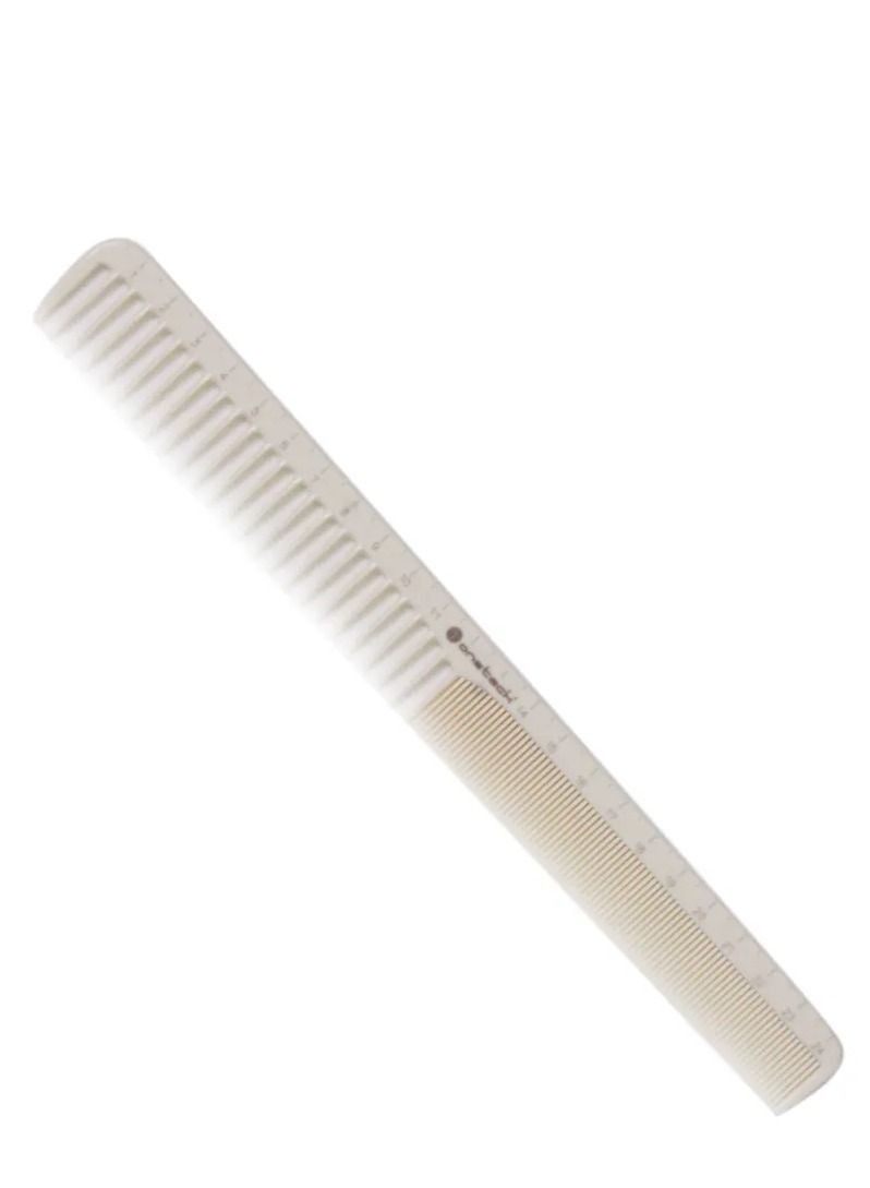 Onetech White Measuring Cutting Comb – Professional Salon Haircutting Tool with Built-In Scale, Dual-Sided Teeth, and Heat-Resistant Design
