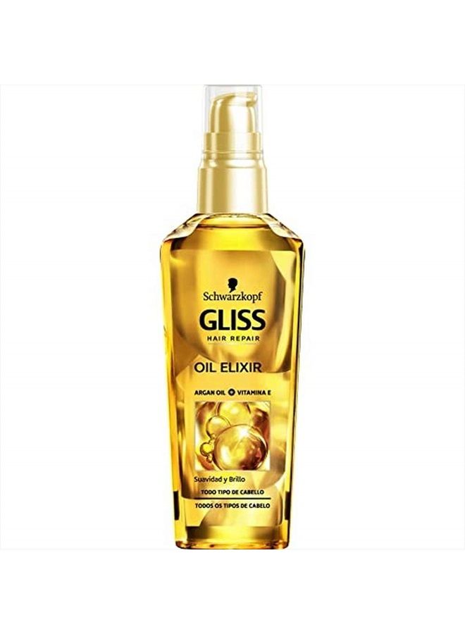 Gliss - Daily Elixir Oil - Nutrition and Shine Hair Oil - 3 units of 75ml - Schwarzkopf