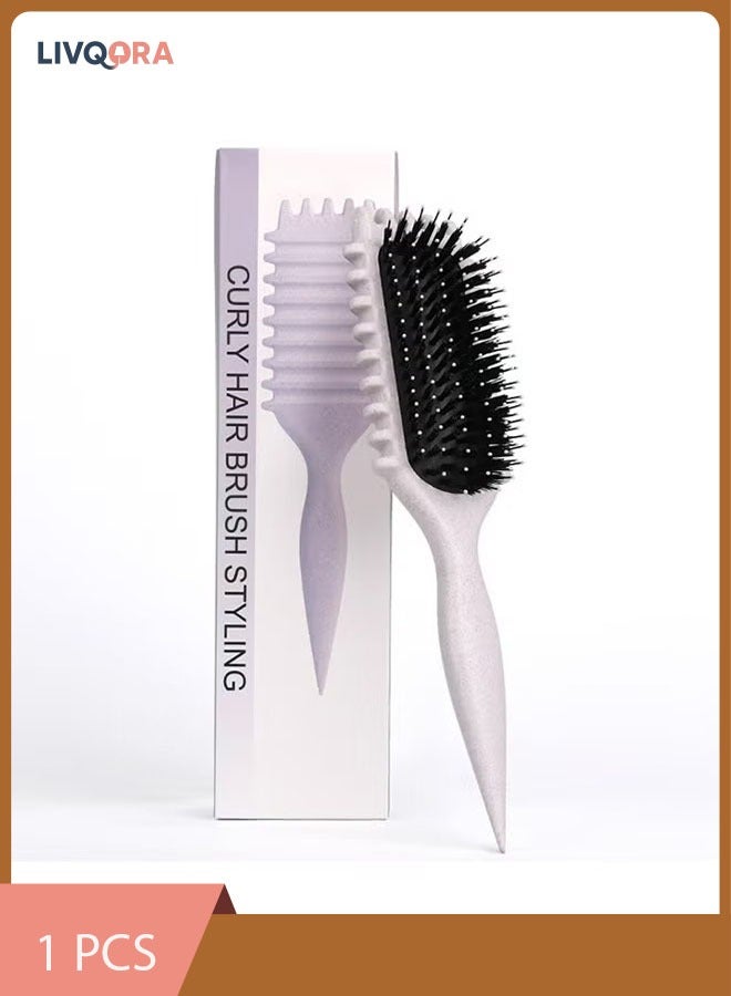Fluffy BounceCurl Defining Brush - Curl Brush for Curly Hair Wet,Elastic Hair Styling Comb For Bounce & Volume, Durable Plastic Bristles & Abs Handle (Color : Beige)