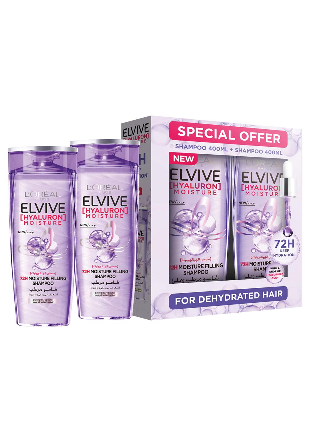 Elvive Hyaluron Moisture Shampoo 400ml Twin Pack
