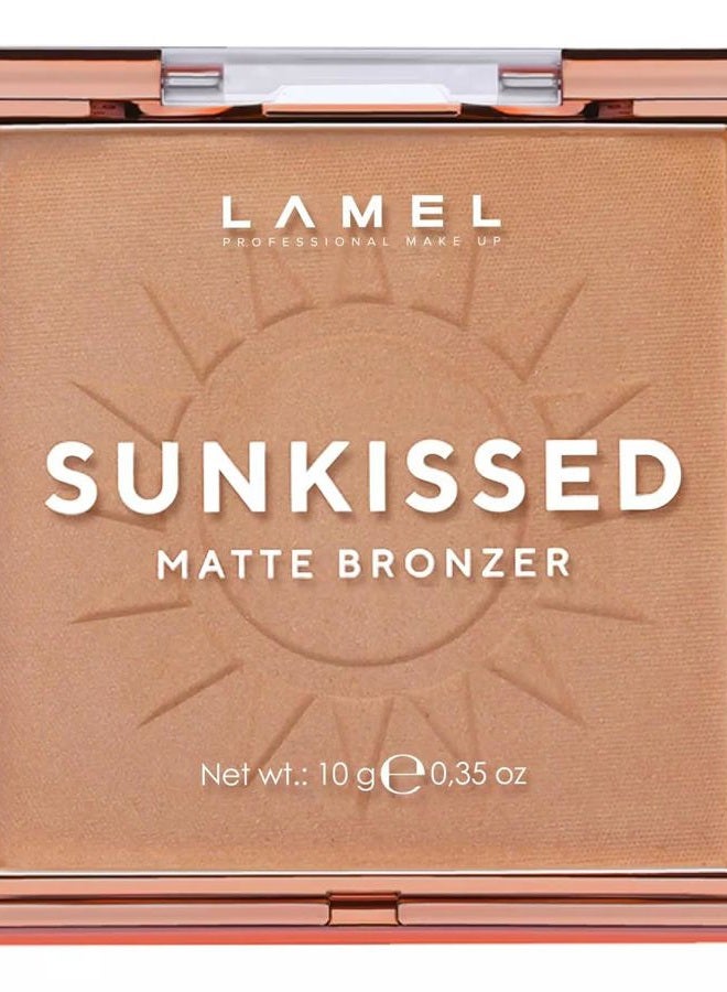 LAMEL Sunkissed Matte Bronzer Face Powder - Non-Shimmer, Long Lasting, Non-Greasy Bronzing Organic Makeup Formula - Matte Finish - Natural Tan Skin - N. 401-0.35oz.