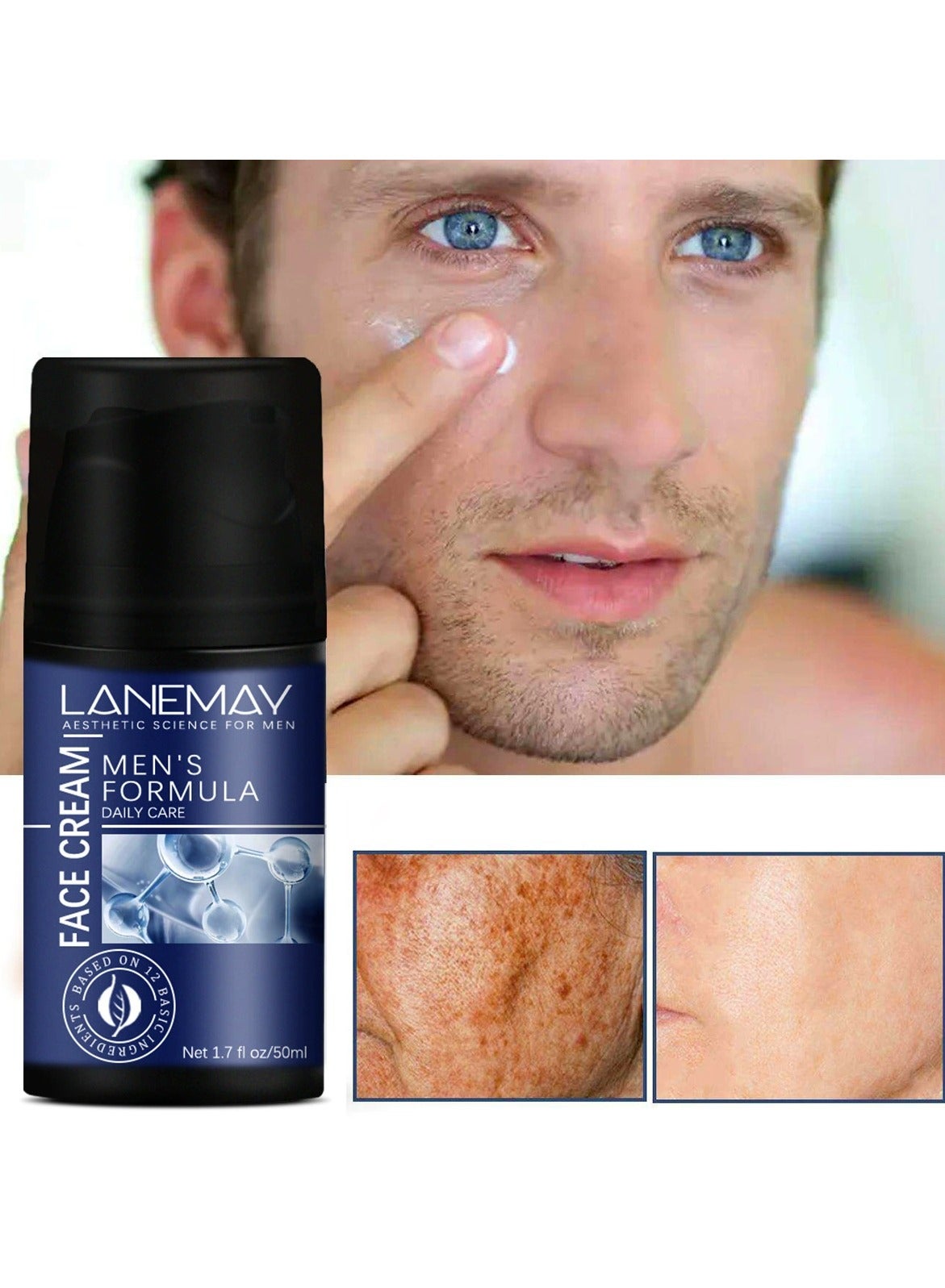 Men’s Face Cream – Deep Nourishing Anti-Wrinkle Moisturizer, Eye Bag Remover & Dark Spot Corrector, Soothing Brightening Skin Care