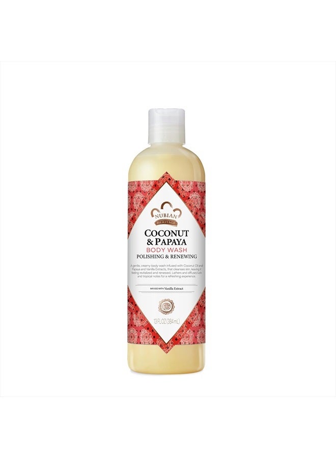 Coconut Papaya Body Wash Cleanser for Dry, Dull Skin Polish + Renew Hydrating Body Wash 13 oz