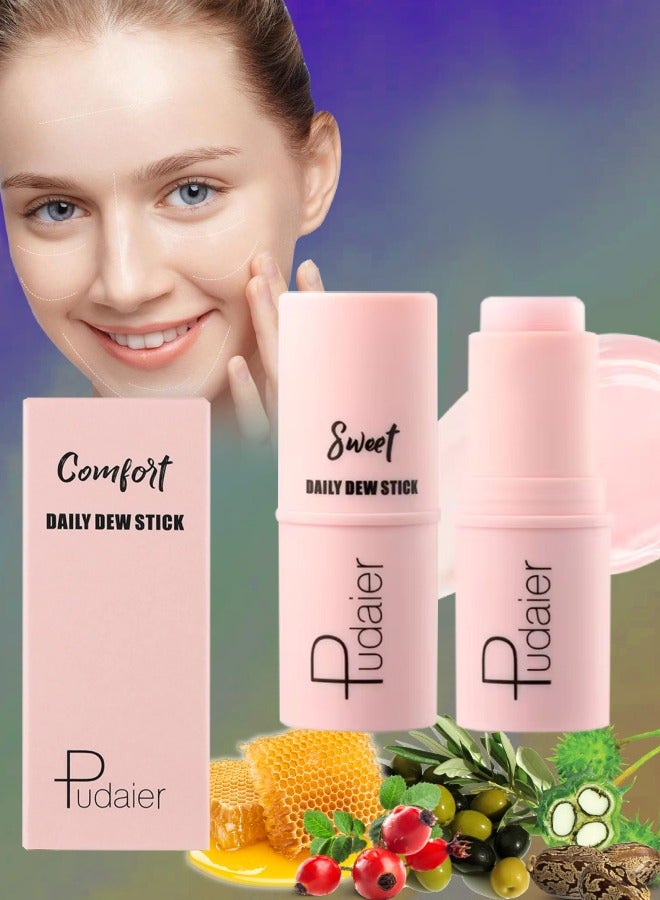 Daily Dew Moisturizing Stick Deep Hydrating Creamy Texture Non Sticky Moisturize Daily Cream Stick Multi Use Balm Stick Hydrating Primer Brightens and Glow Skin Makeup Stick Pink