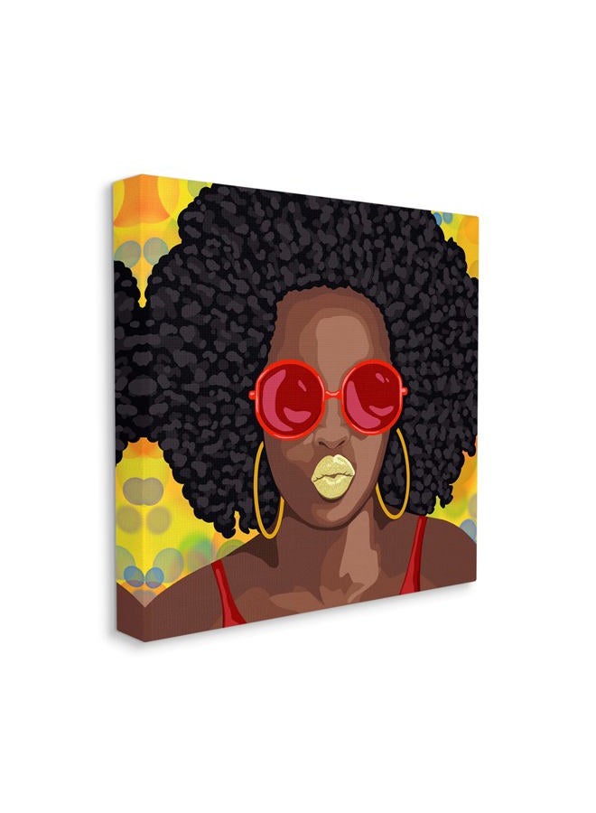 Modern Glamour Pop Cosmetic Female Portrait Bold Lips Canvas Wall Art, 17 x 17, Brown
