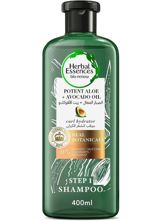 Herbal Essences Sulfate Free Potent Aloe + Avocado Oil Hair Shampoo to Cleanse and Hydrate Curls, 400mL