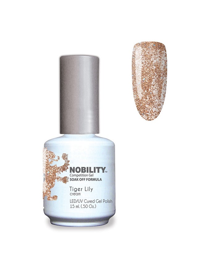 Nobility Soak Off Tiger Lily UV Led Cured Nail Polish Color Silver Hexes And Copper Glitter 15 ml Nbgp183