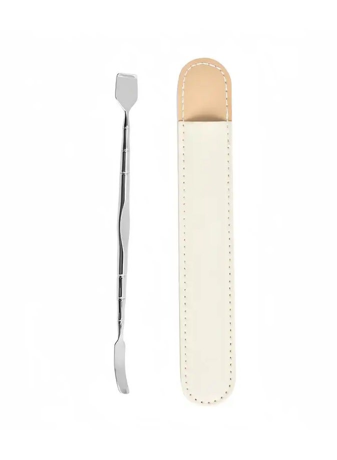 2pcs Stainless Steel Blackhead Scraper with Leather Set, Blackhead Scraping Tool, Dual-Purpose, Dead Skin Cleaning Tool, Multi-Functional Stirring Massage, Beauty Spatula Cleaning Tool