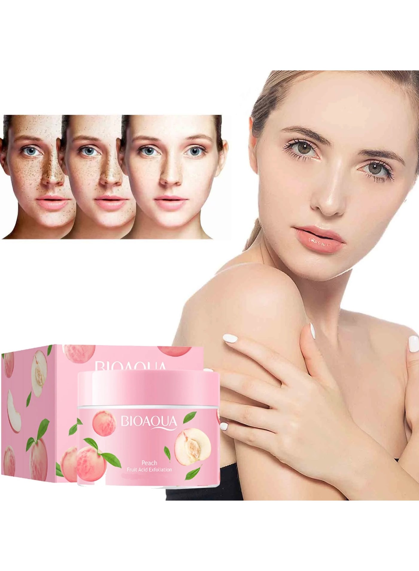 Peach Extract Exfoliation, Peach Extract Fruit Acid Exfoliating Face Gel, Peach Exfoliating Body Scrub, Mud Scrub Cream Exfoliating, Mud Rub Gel Body Exfoliator Scrub