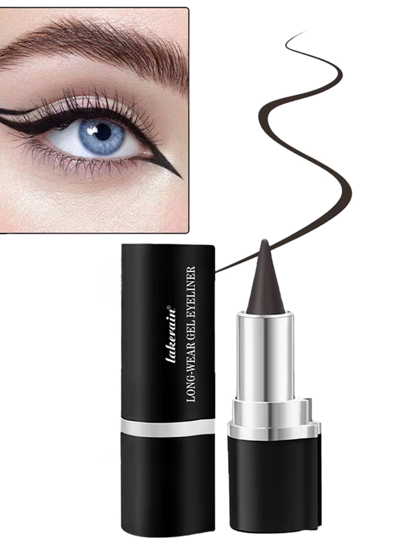 Long Wear Gel Eyeliner Creamy Gel Eyeliner Pen Smudge Proof Waterproof Sweat-proof Long Lasting Eyeliners Stick Multi Use Eye Makeup Lip Liner Eyeshadow Eyebrow Pencil Dark Gray 03