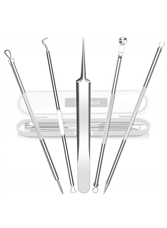Best Blackhead Remover, Blackheads Blemish Removing, Acne Whitehead Removal Kit, Pimple Comedone Extractor Tool, Popper Pimples Treatment, with Tweezers, Risk Free for Face Forehead Nose
