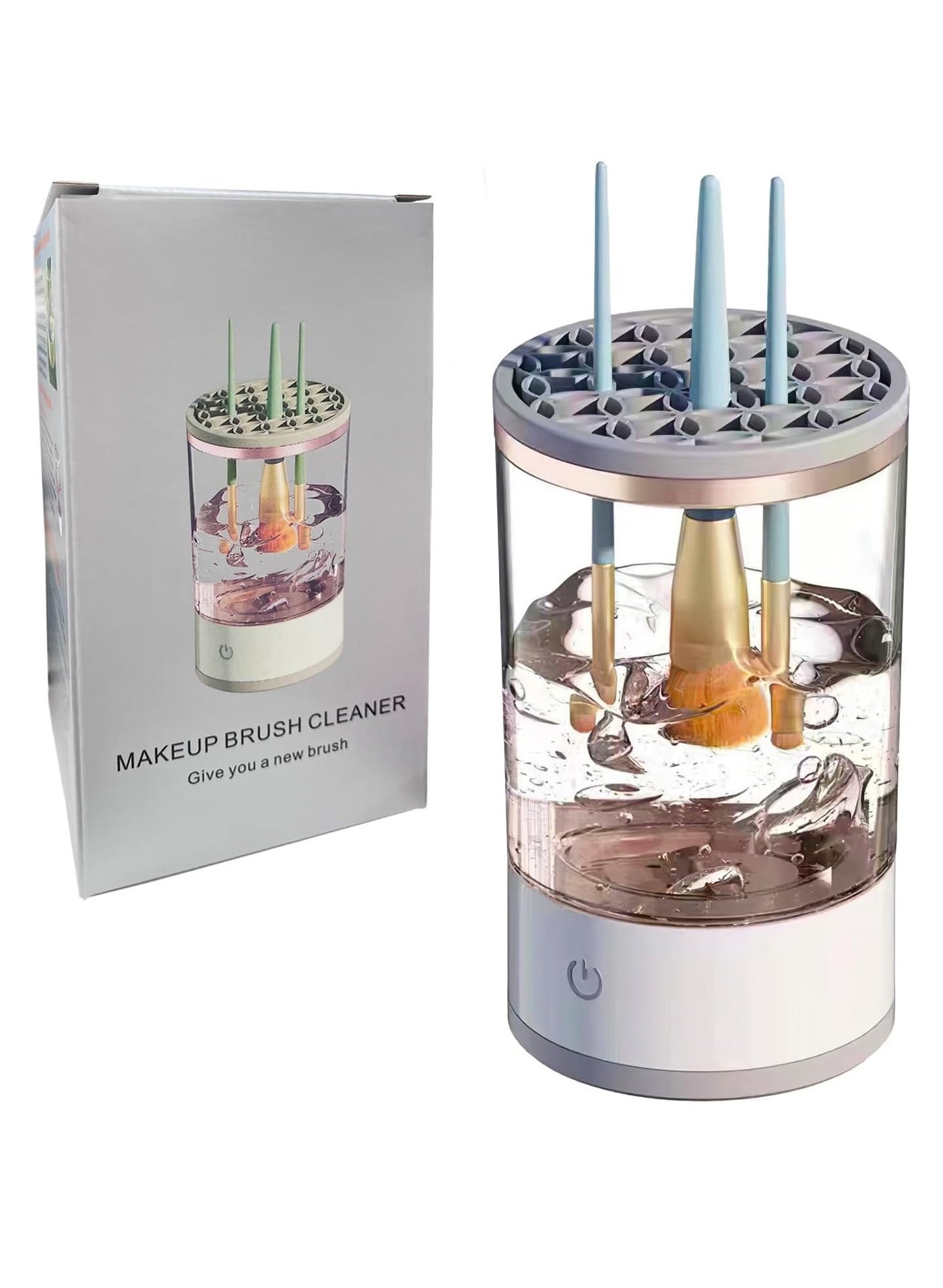 Electric Makeup Brush Cleaner Machine, Upgrade Cosmetic Brush Cleaner, Automatic Spinning Makeup Brush Cleaner Fit For All Size Makeup Brush