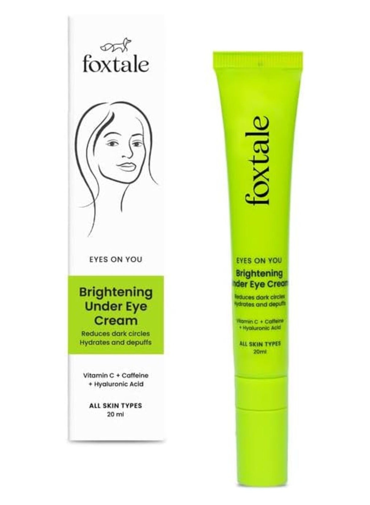Brightening Under Eye Cream|Vitamin C, Caffeine, And Hyaluronic Acid|Reduces Dark Circles And Puffy Eyes|Brightens Undereye With A Ceramic Tip|For All Skin Types|For Men And Women|20Ml