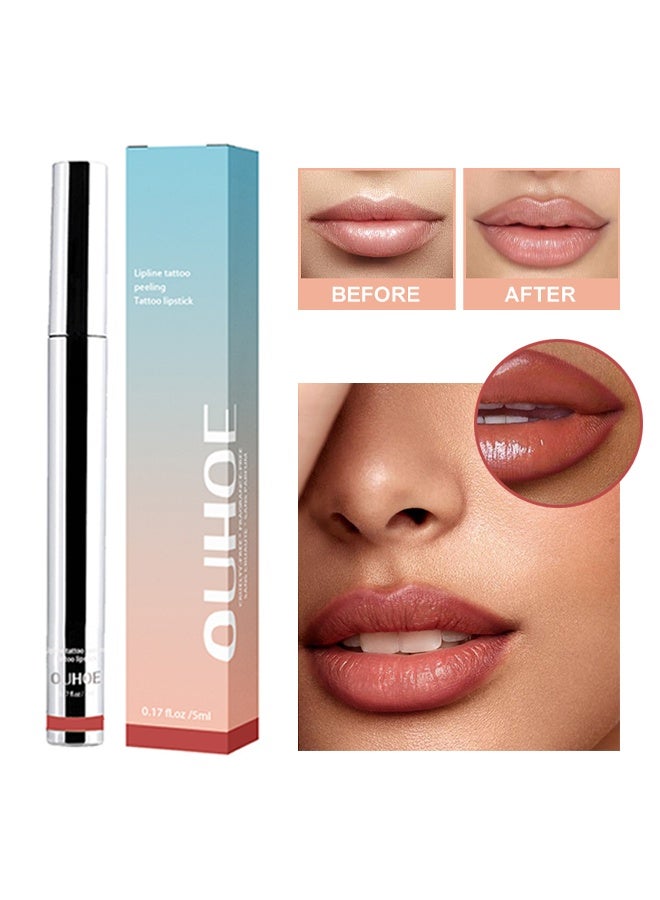 Lipline Tattoo Peeling Tattoo Lipstick- Peel Off Lip Stain, Long Lasting Lip Stain Peel Off, Infused With Hyaluronic Acid & Vitamin E #Wine Red