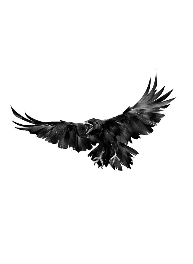 6 sheets Temporary Tattoos Raven Tattoos Crow Fake tattoos for Men Women Neck Arm Chest
