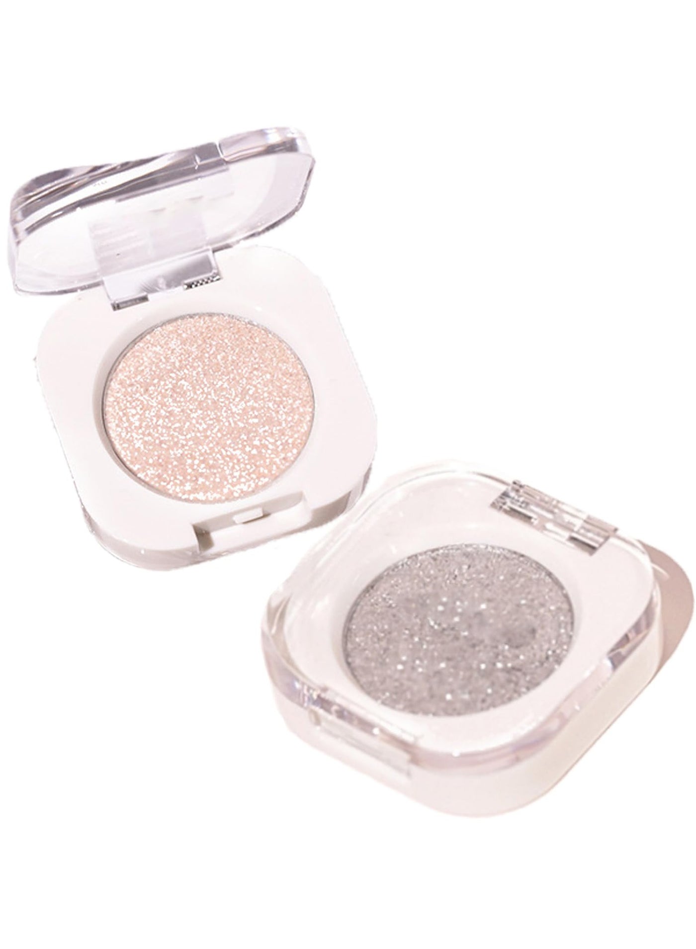 Single Glitter Eyeshadow, Matte Sparkly Champagne Gold Metallic Silver Shimmer, Ultra-fine Lightweight Powder, Multiuse Blendable Eyeshadow Highlighter, Glossy Korean Eyes Makeup (2 pack 2 color)