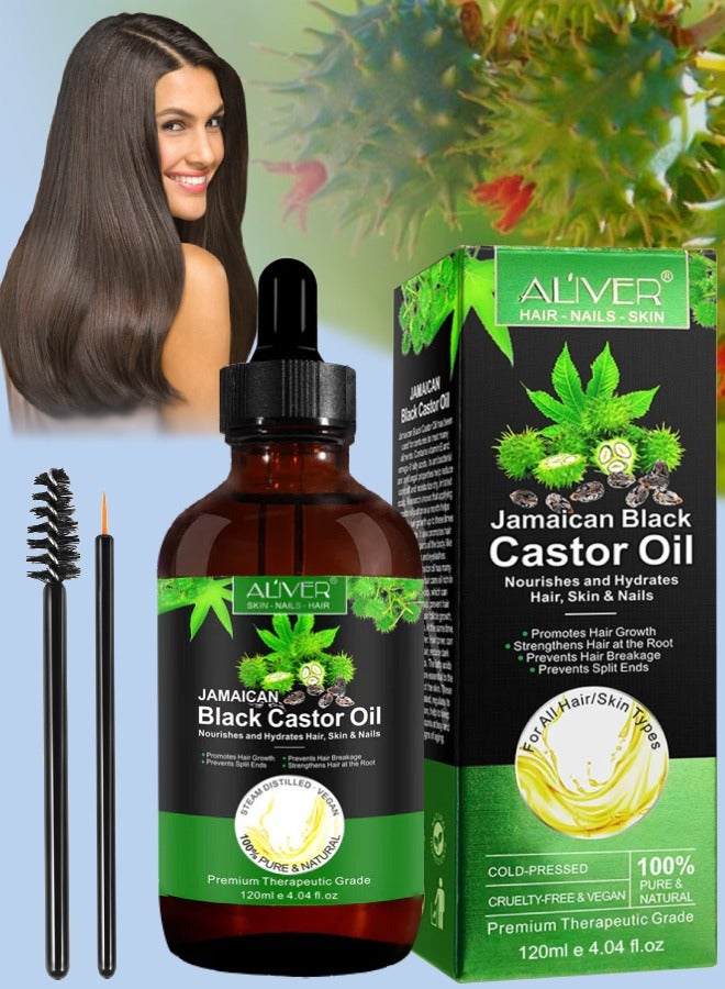 120ml Organic Castor Oil 100% Pure Cold Pressed Castor Oil for Skin Nails Hair Growth Eyebrows and Eyelashes Eyelash and Eyebrow Growth Serum Prevent Hair Eyebrow and Eyelashes Loss