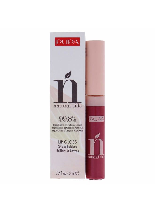 Natural Side Lip Gloss - High Shine And Color Payoff - Nourishing Formula - Made With Natural Ingredients - Enriched With Oils To Moisturize The Lips - 006 Crystal Fuchsia - 0.17 OZ